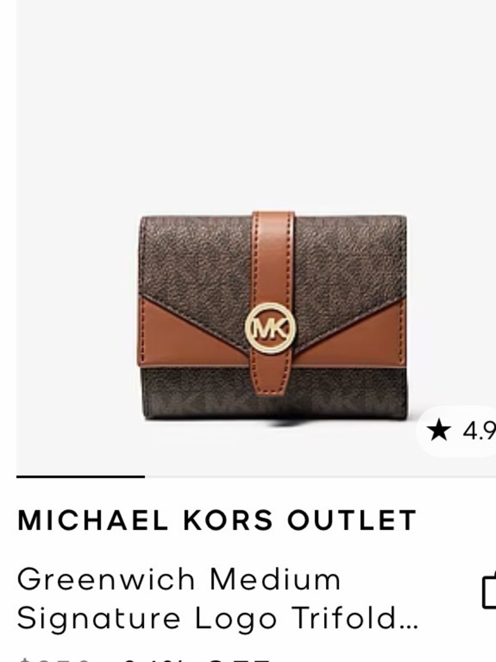 Michael Kors Brown and Tan Logo Trifold Wallet